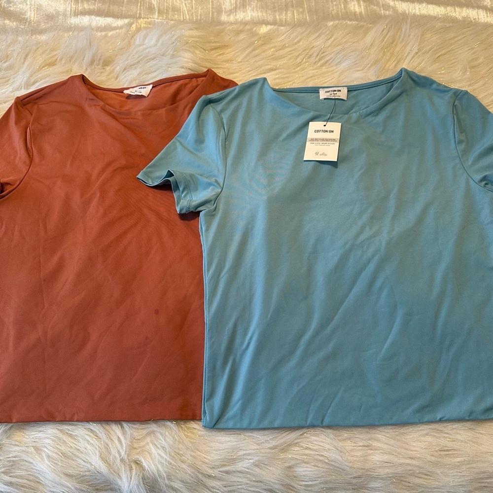 Cotton On Short Sleeve Tees in Rust and Sky Blue